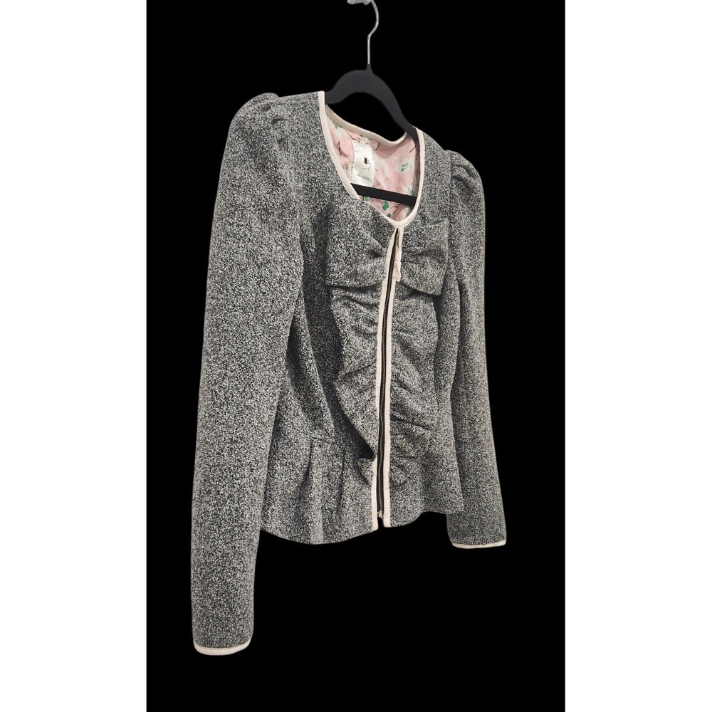 Womens Blazer Elevenses Tweed Jacket Ruffle Gossip Girl Blair Waldor Vibe Sz 4